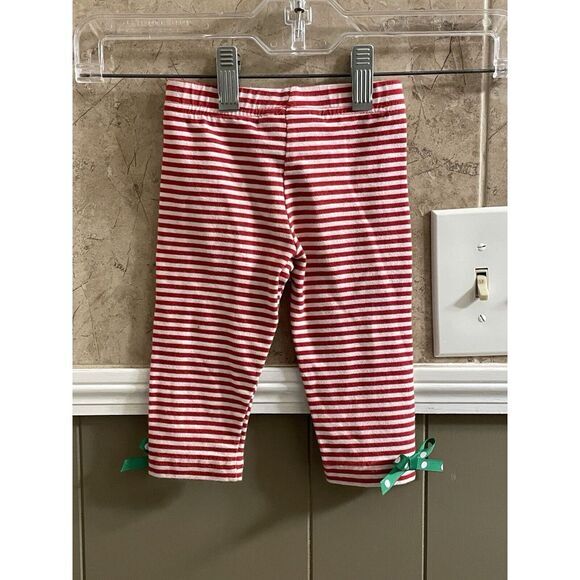 Rare Editions Red White Striped Leggings Baby Girl Size 9 Months - Picture 2 of 4